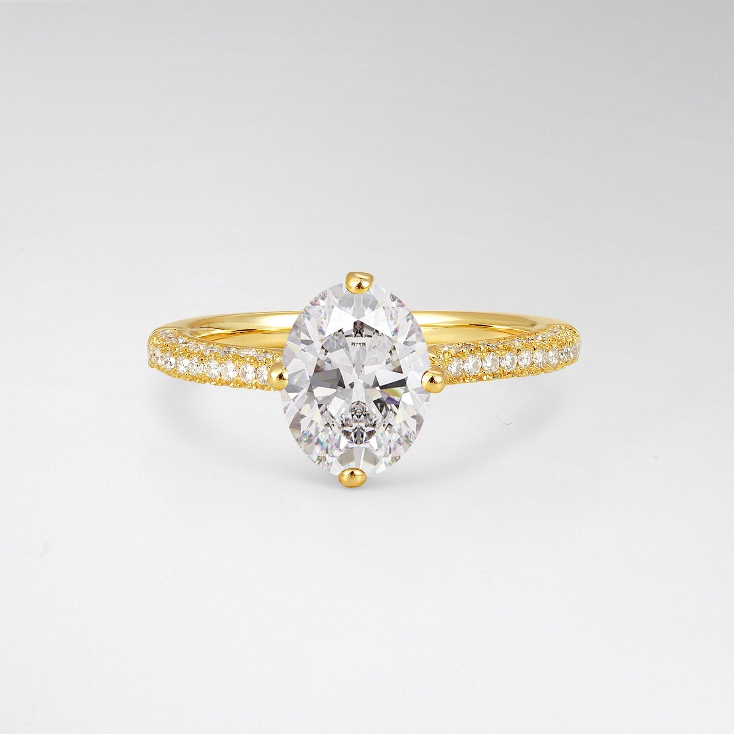 Oval Cut Moissanite Pave Band Engagement Ring - Additional view