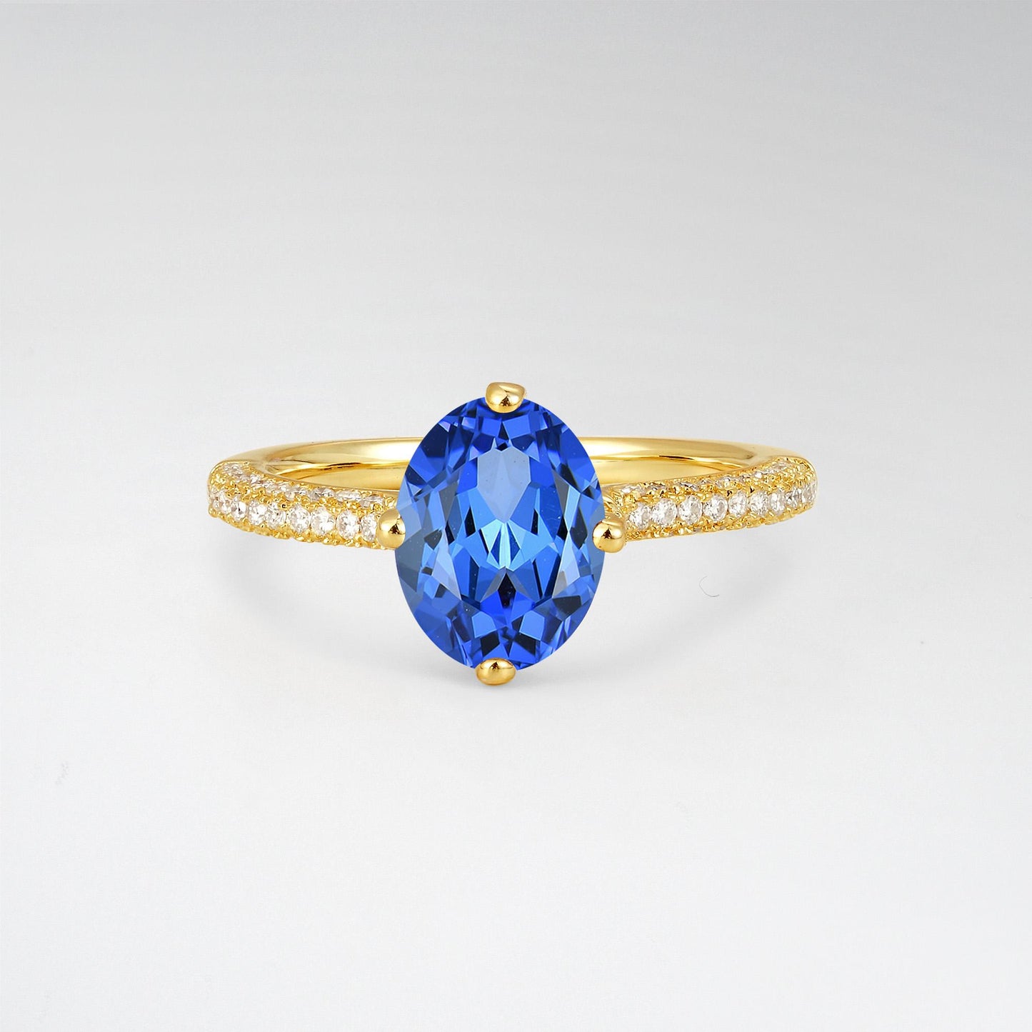 Oval Cut Sapphire Pave Band Engagement Ring - Additional view