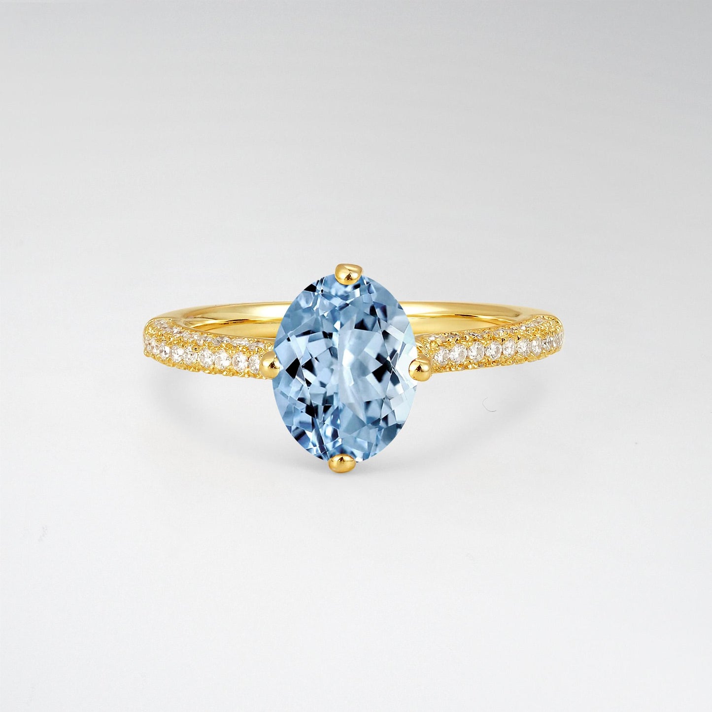Oval Cut Aquamarine Pave Band Engagement Ring - Additional view
