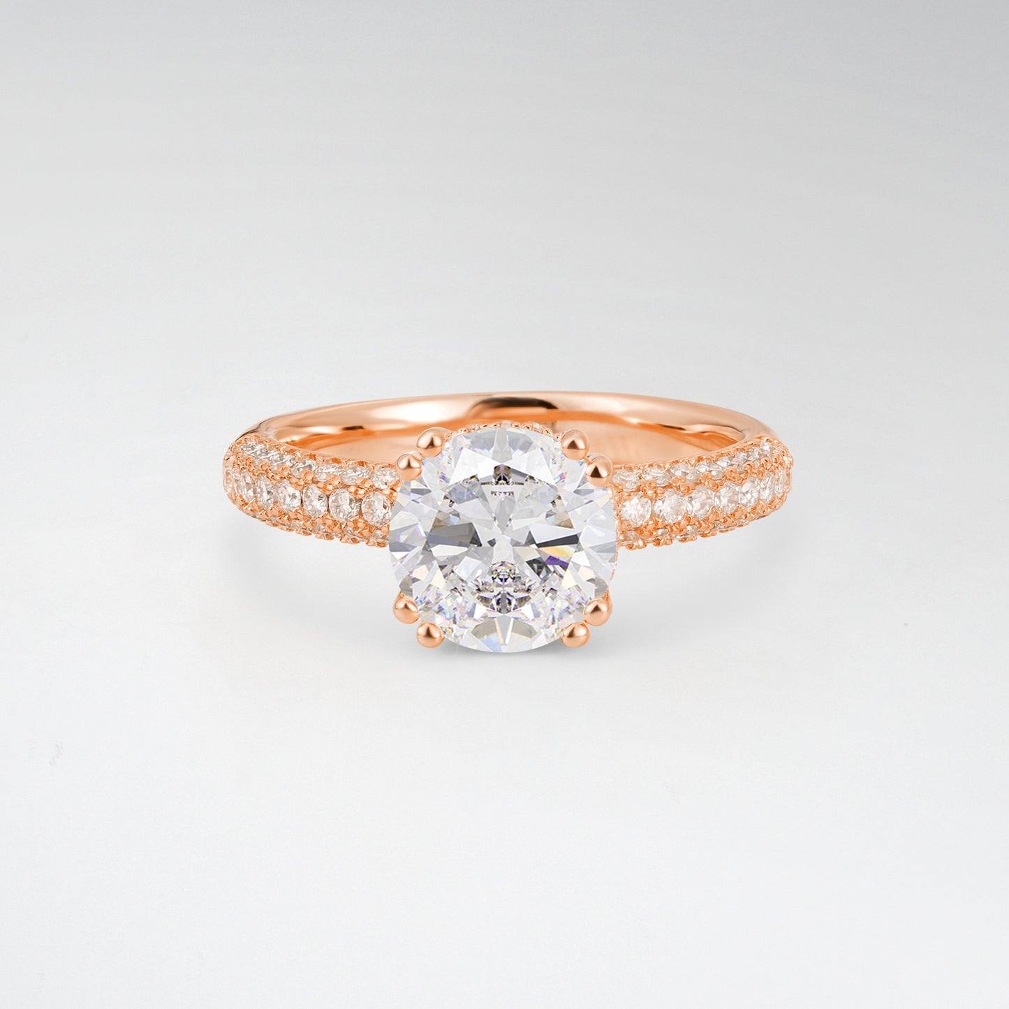 Luxurious Round Cut Moissanite 1.5CT Triple-Row Pave Band Engagement Ring - Additional view
