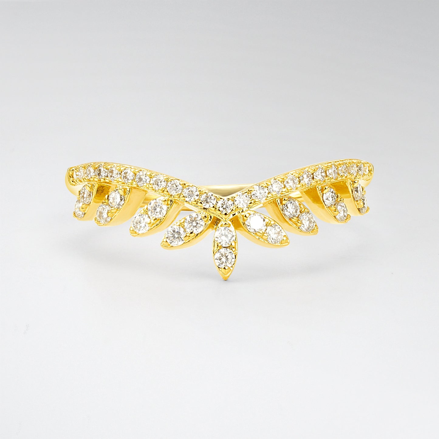 Elegant Round Cut Moissanite V-Shaped Curved Wedding Band - Additional view