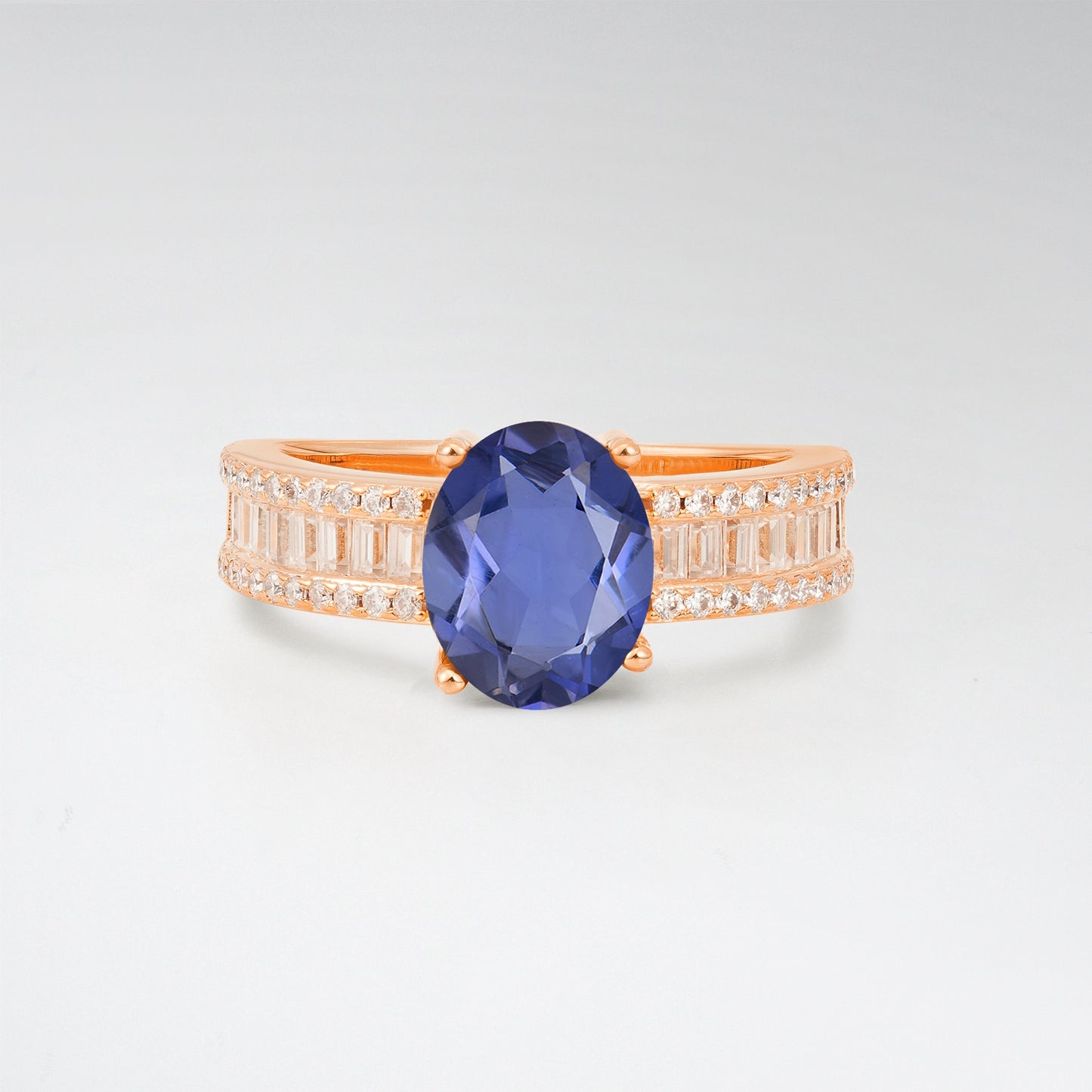 3CT Oval Cut Tanzanite Vintage Baguette Channel Set Engagement Ring - Additional view