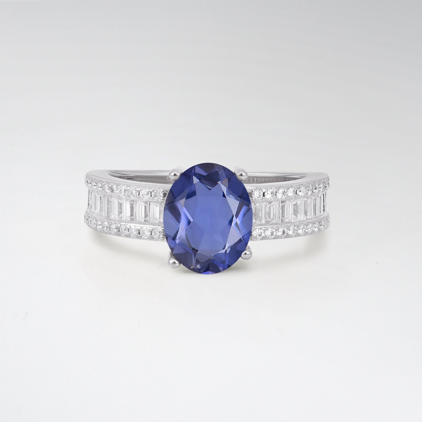 3CT Oval Cut Tanzanite Vintage Baguette Channel Set Engagement Ring - Additional view