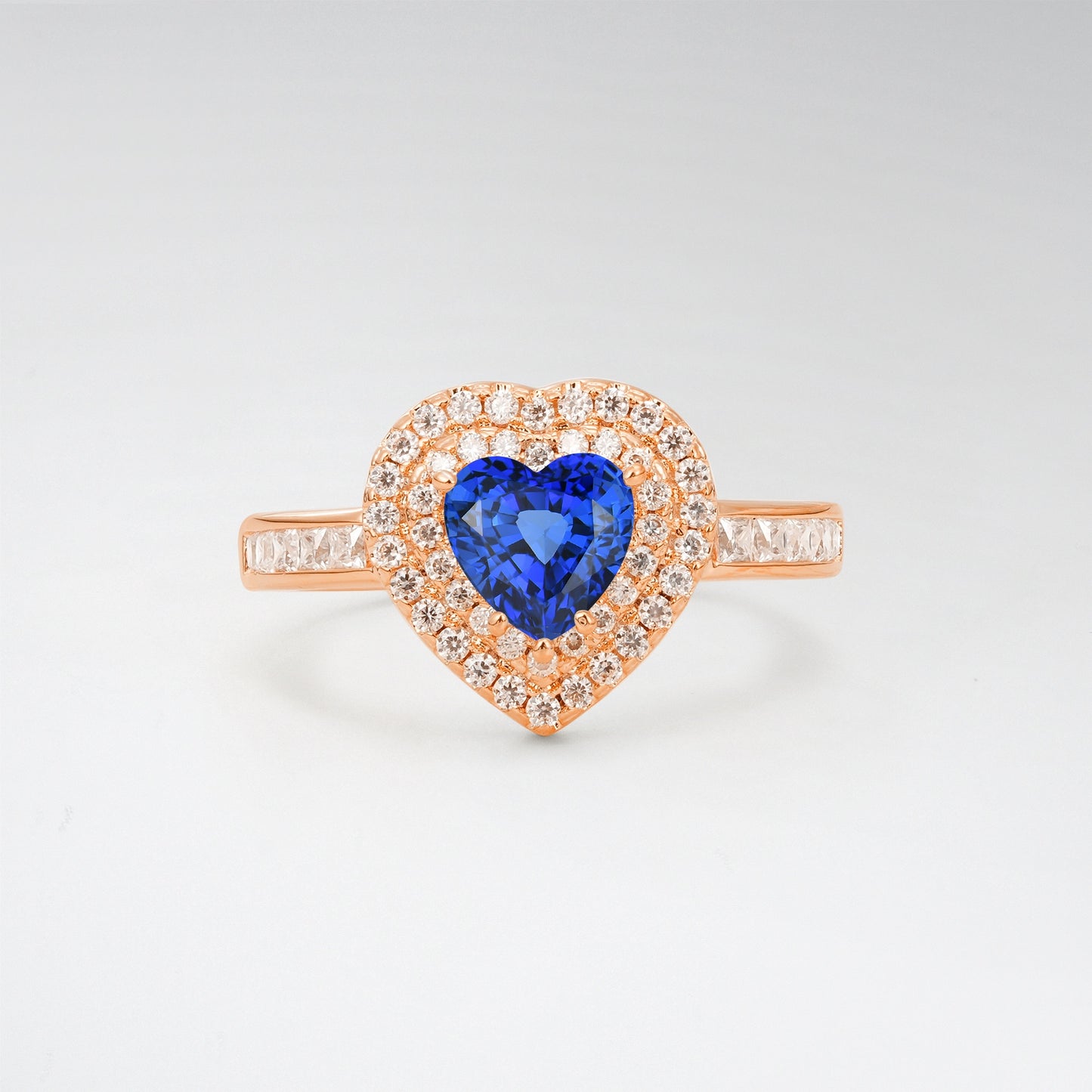 Halo Heart Cut 1CT Sapphire Channel Set Engagement Ring - Additional view