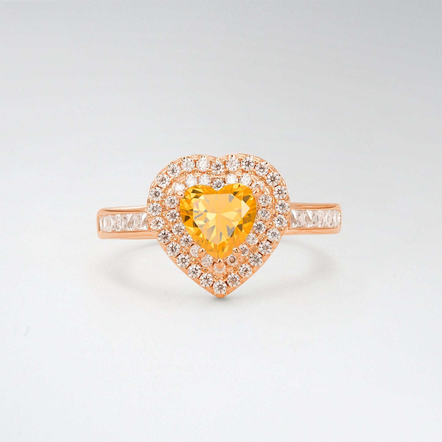 Halo Heart Cut 1CT Citrine Channel Set Engagement Ring - Additional view