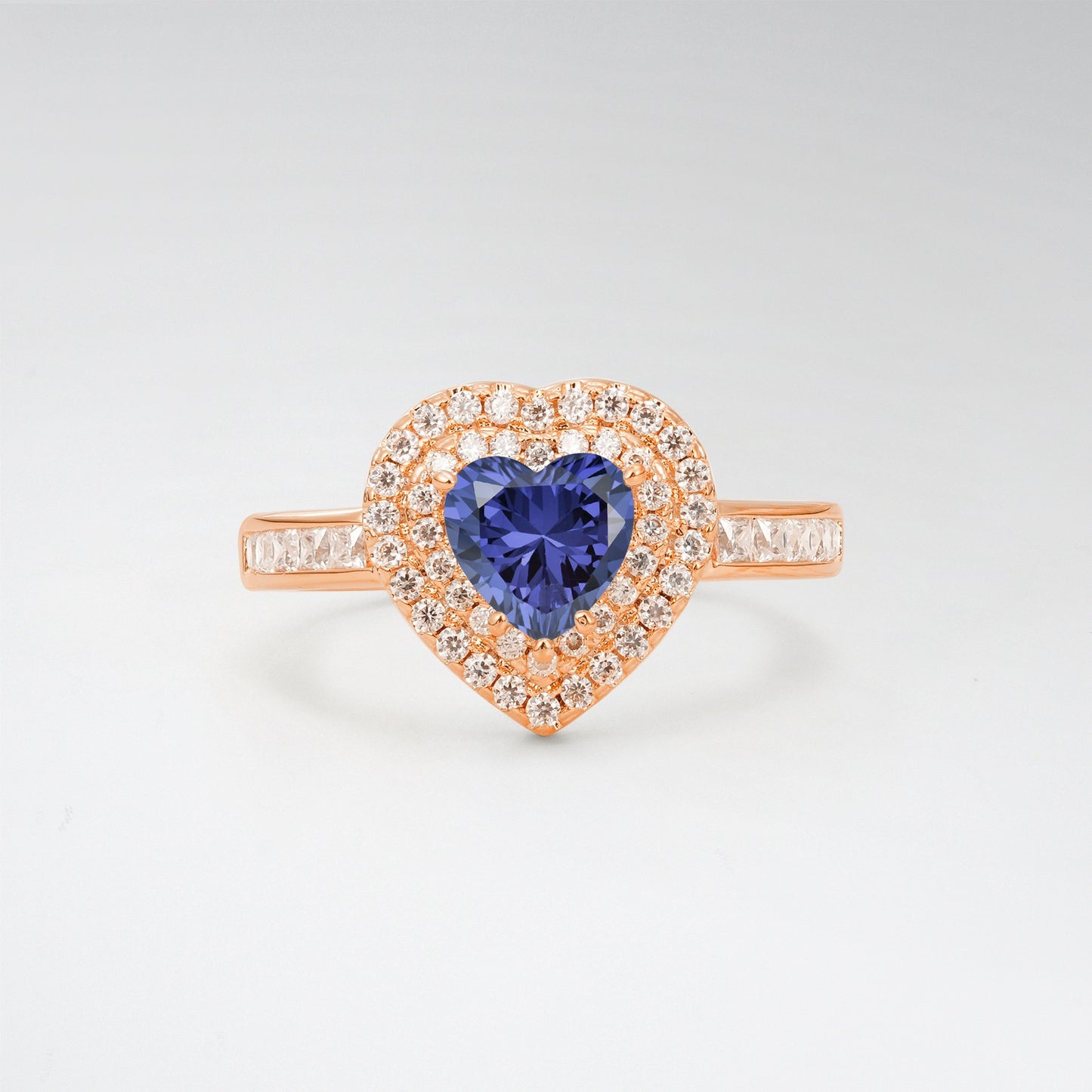 Halo Heart Cut 1CT Tanzanite Channel Set Engagement Ring - Additional view