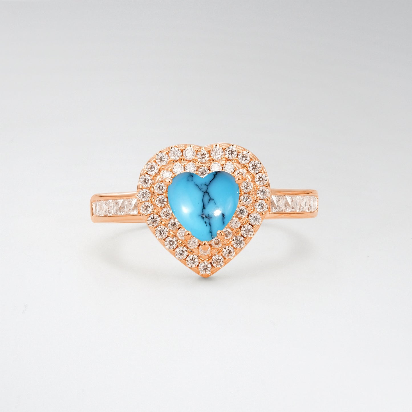 Halo Heart Cut 1CT Turquoise Channel Set Engagement Ring - Additional view