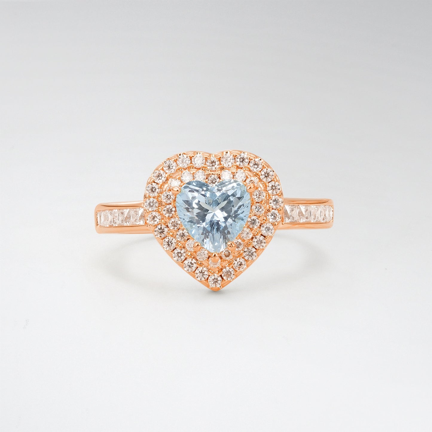 Halo Heart Cut 1CT Aquamarine Channel Set Engagement Ring - Additional view