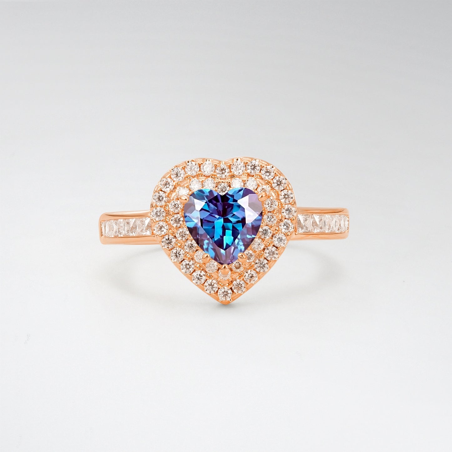 Halo Heart Cut 1CT Alexandrite Channel Set Engagement Ring - Additional view