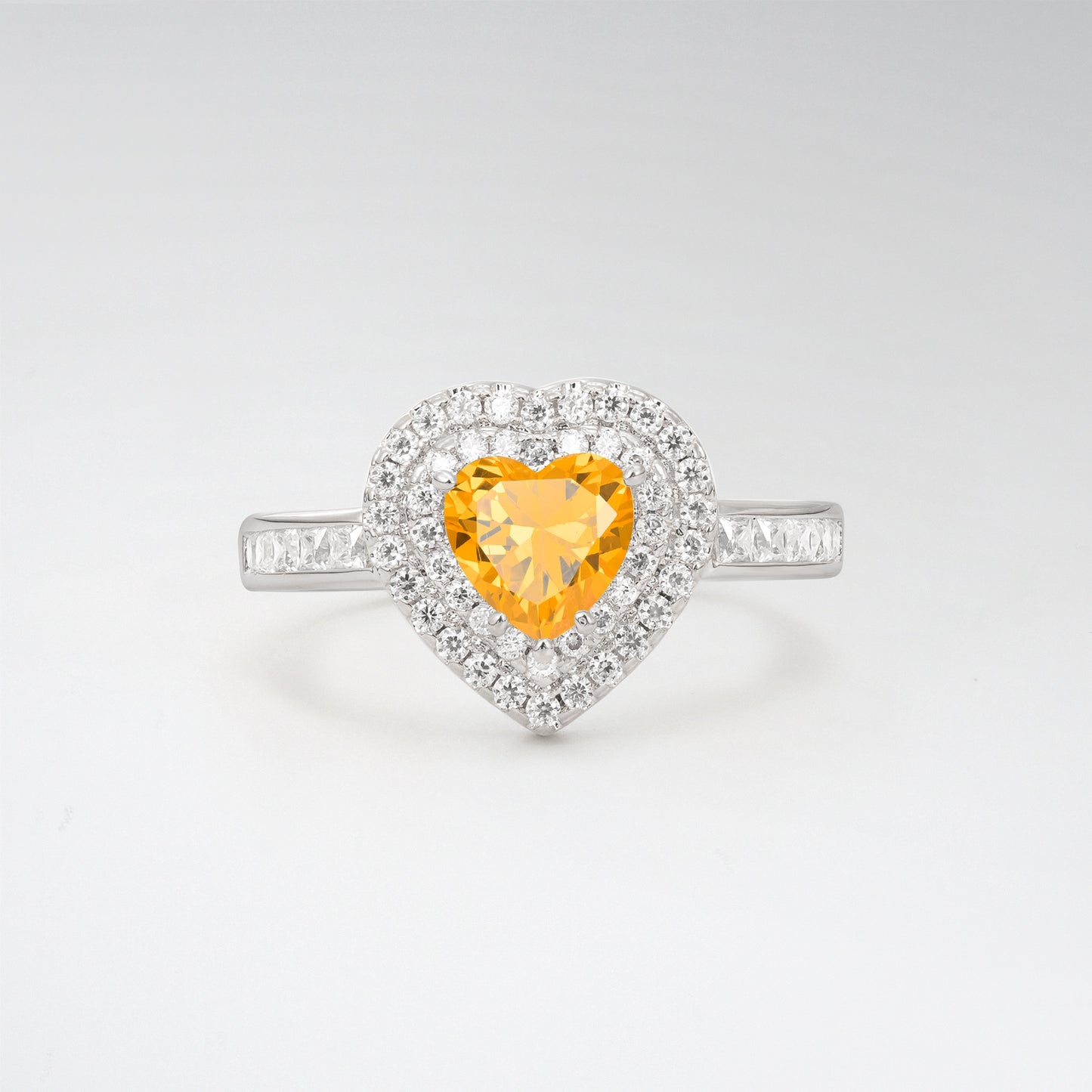 Halo Heart Cut 1CT Citrine Channel Set Engagement Ring - Additional view