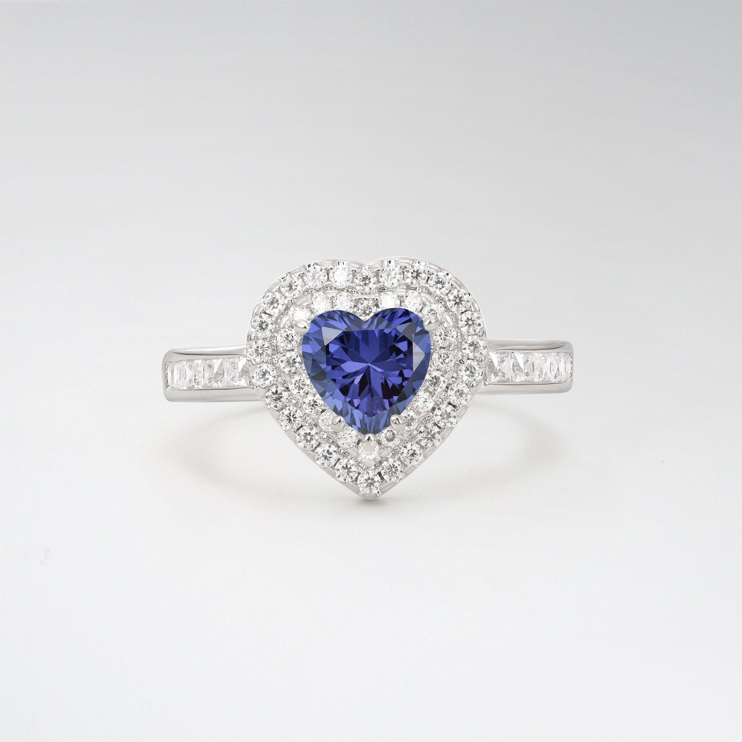 Halo Heart Cut 1CT Tanzanite Channel Set Engagement Ring - Additional view