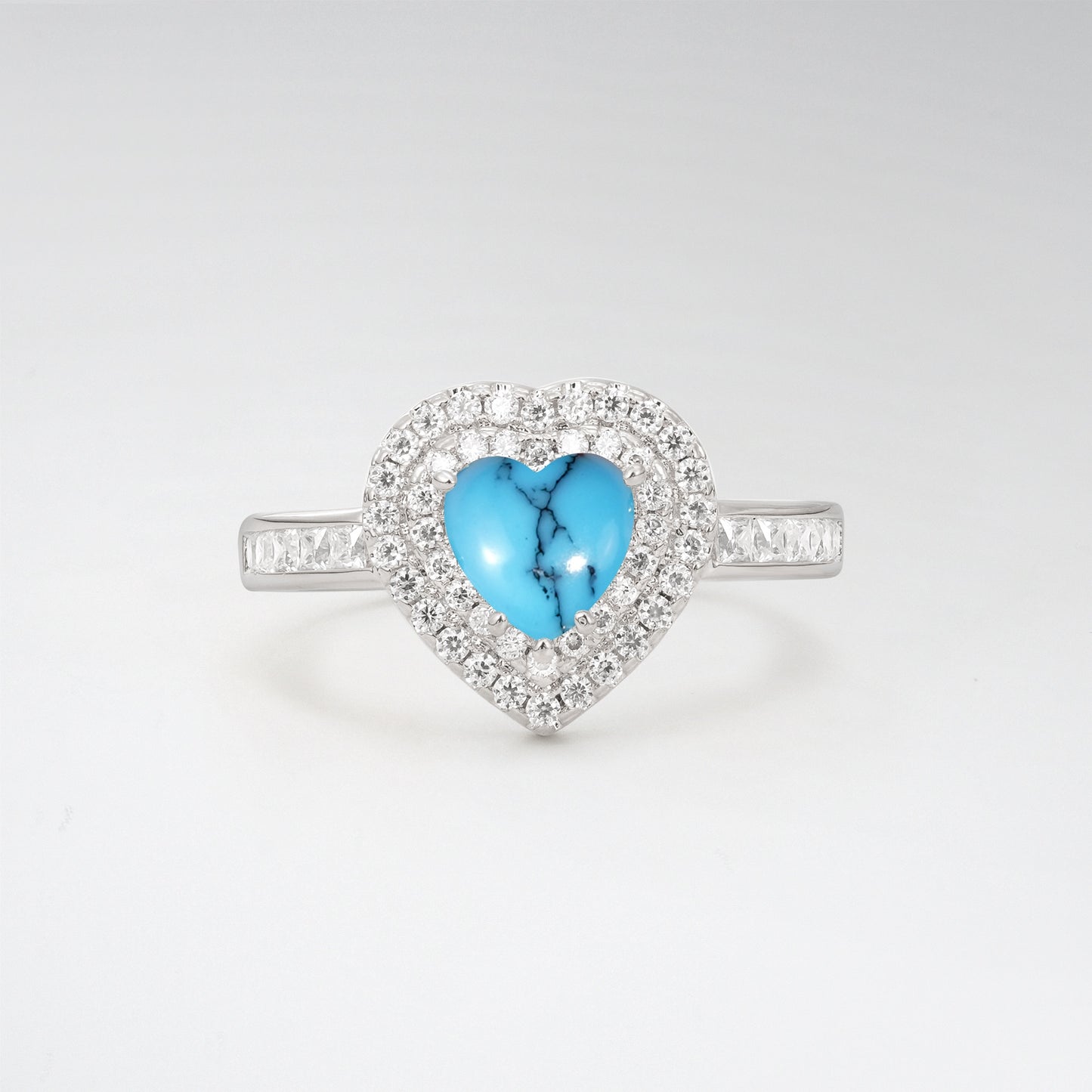 Halo Heart Cut 1CT Turquoise Channel Set Engagement Ring - Additional view