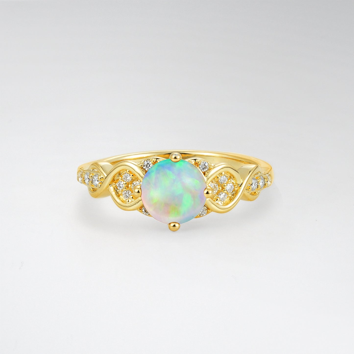 Romantic Round Cut Infinity Twist Opal Engagement Ring - Additional view