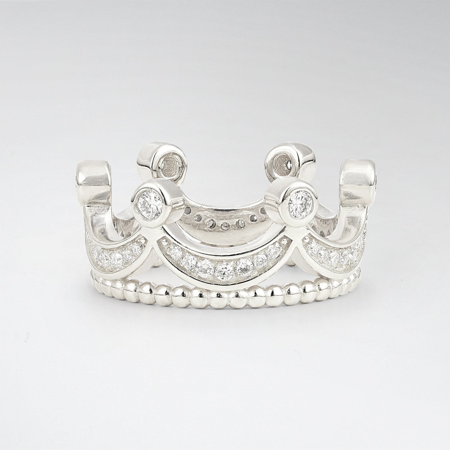Vintage Round Cut Moissanite Crown Curved Fashion Ring - Additional view