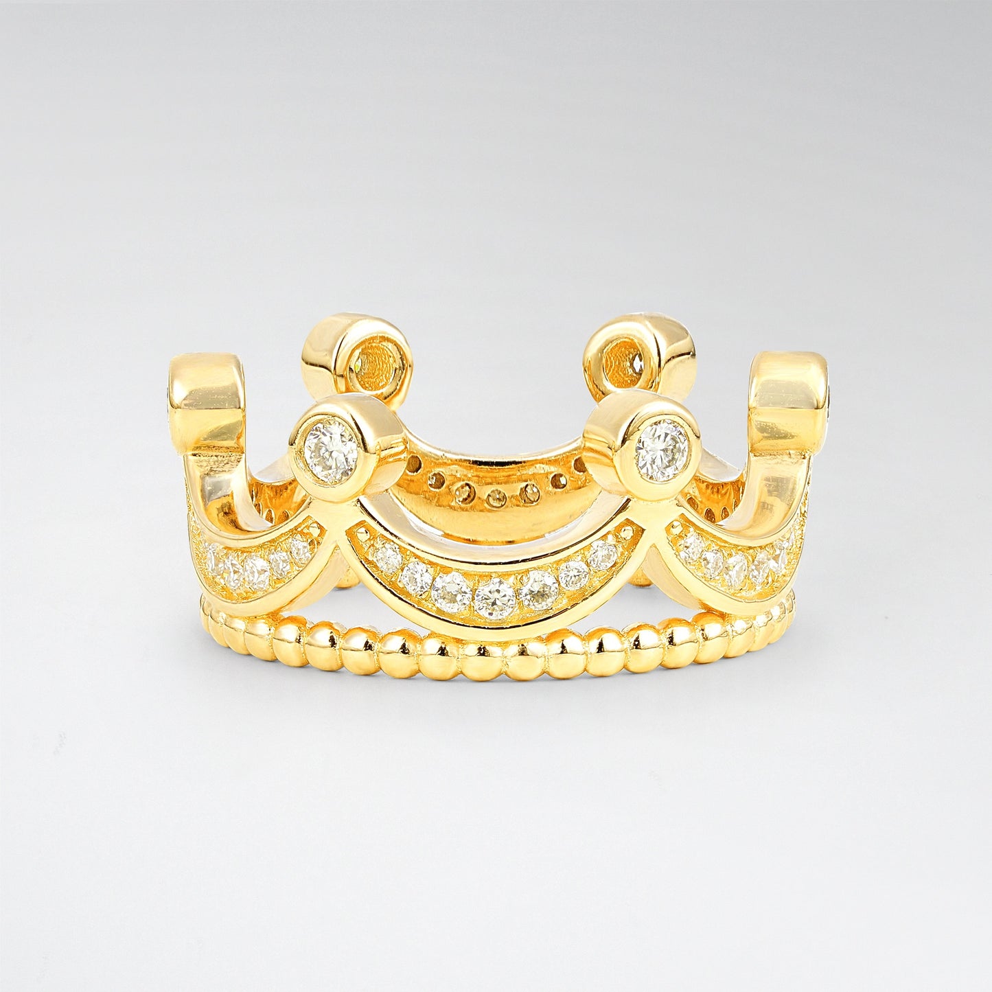 Vintage Round Cut Moissanite Crown Curved Fashion Ring - Additional view