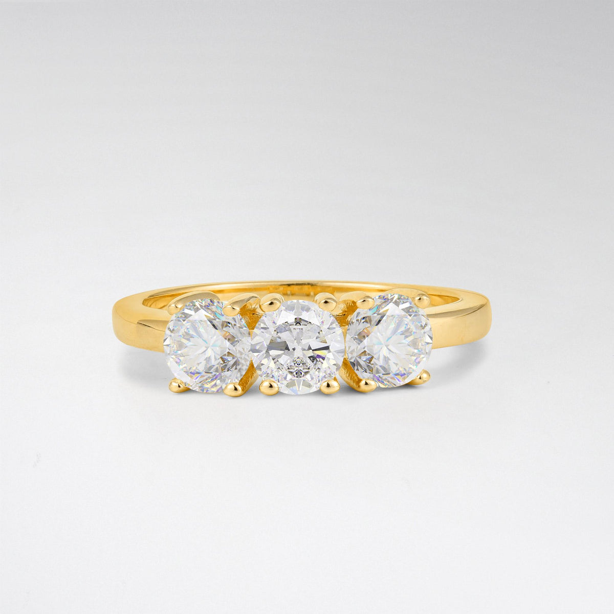 Vintage Round Cut Three Stone Moissanite Engagement Rin - Additional view