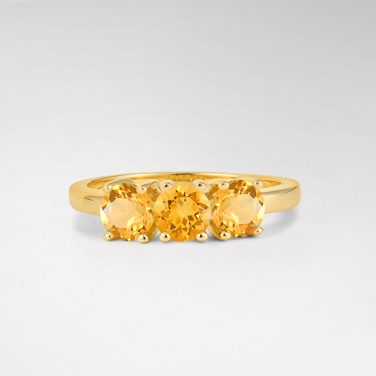 Vintage Round Cut Three Stone Citrine Engagement Rin - Additional view