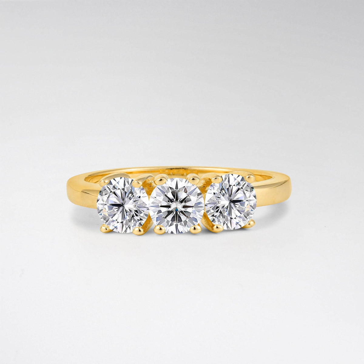 Vintage Round Cut Three Stone Lab Diamond Engagement Rin - Additional view