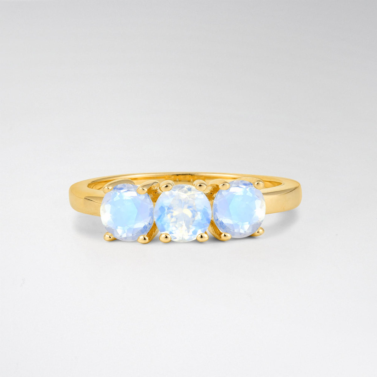 Vintage Round Cut Three Stone Moonstone Engagement Rin - Additional view