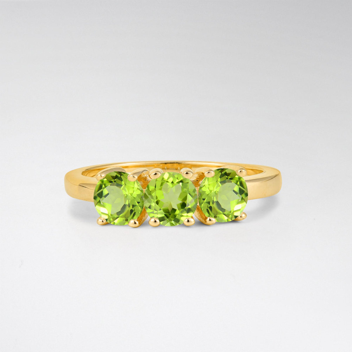 Vintage Round Cut Three Stone Peridot Engagement Rin - Additional view