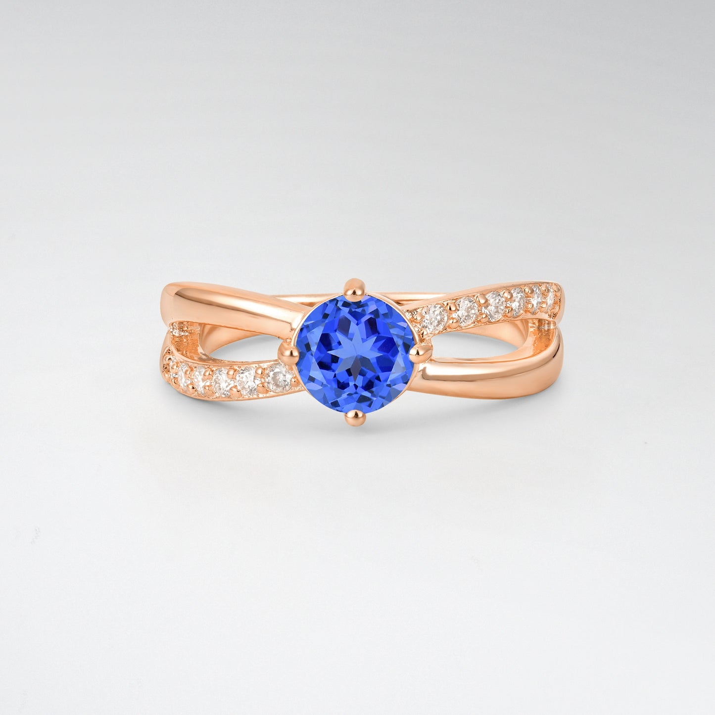Sparkling Round Cut Sapphire Infinity Twist Engagement Ring - Additional view