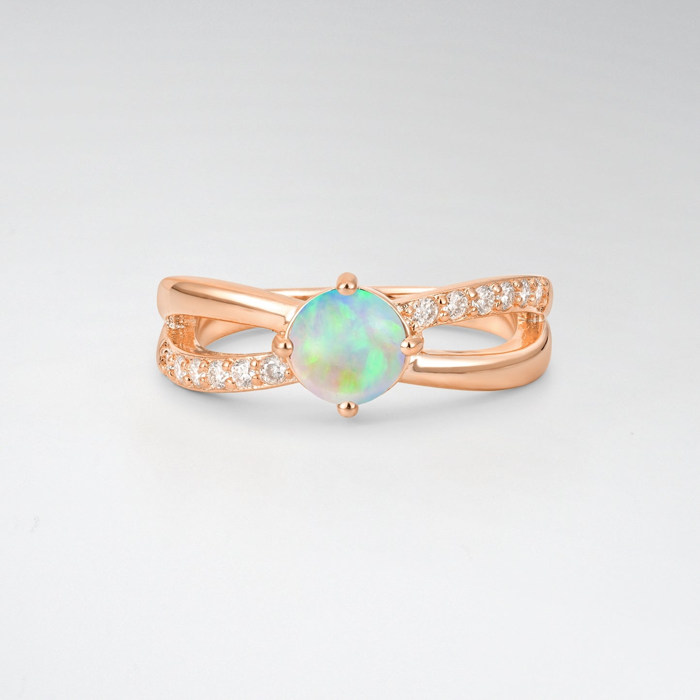 Sparkling Round Cut Opal Infinity Twist Engagement Ring - Additional view