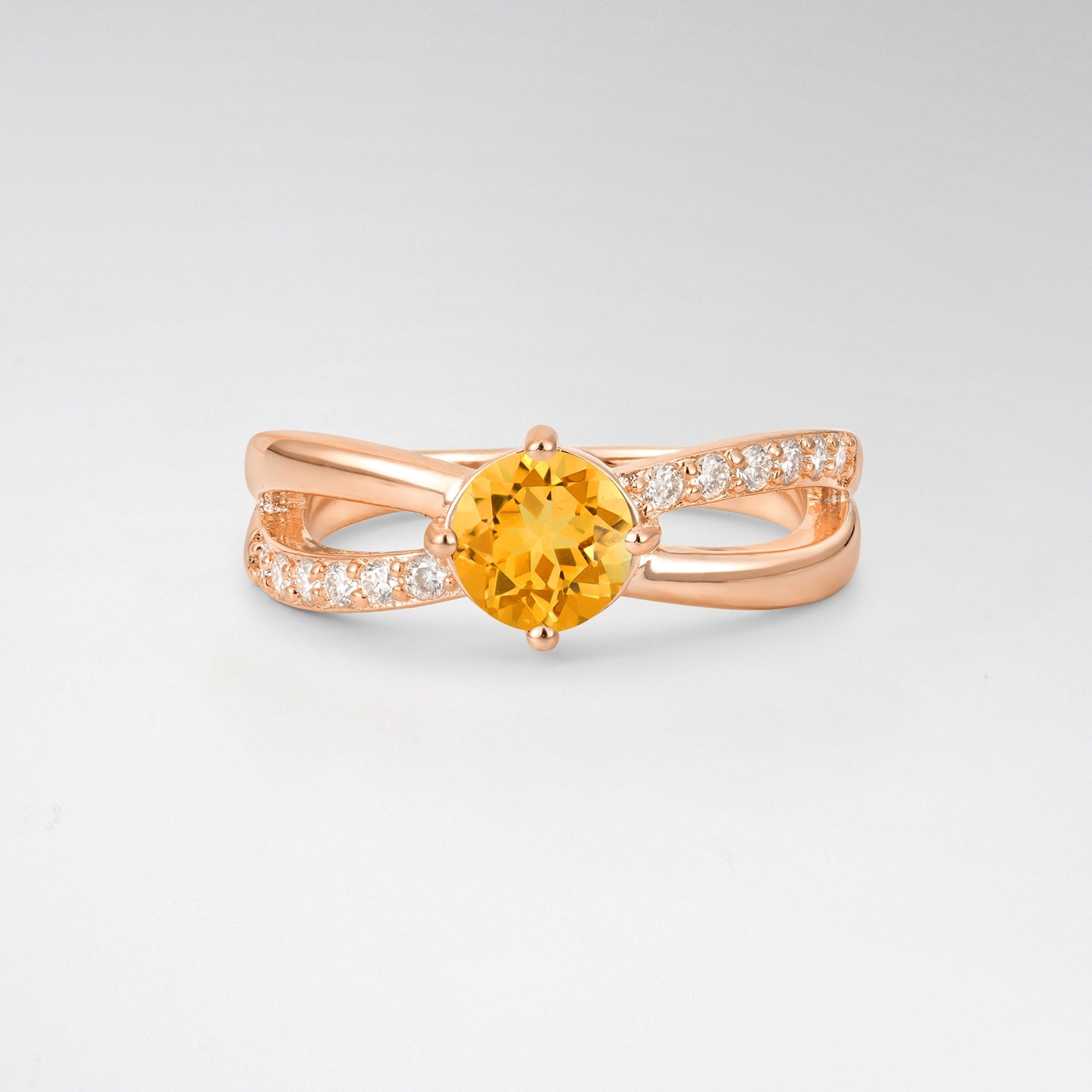 Sparkling Round Cut Citrine Infinity Twist Engagement Ring - Additional view