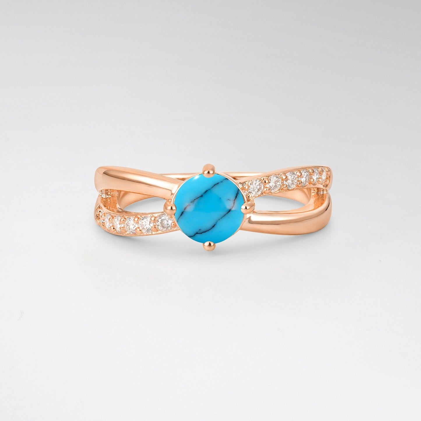 Sparkling Round Cut Turquoise Infinity Twist Engagement Ring - Additional view