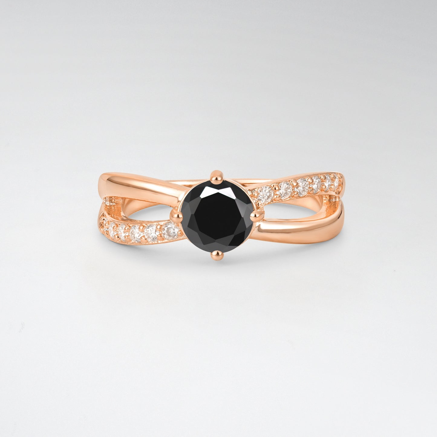 Sparkling Round Cut Black Onyx Infinity Twist Engagement Ring - Additional view