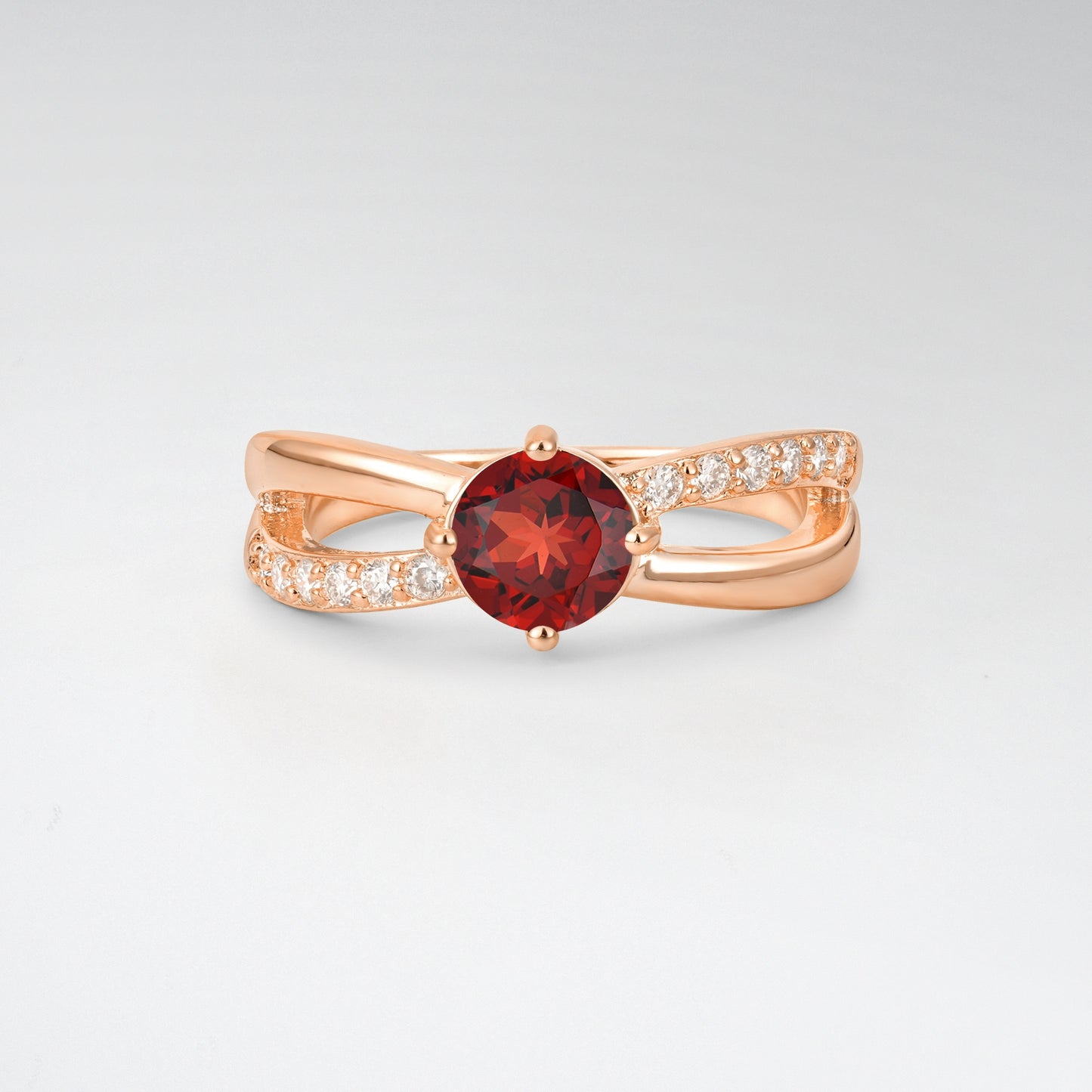 Sparkling Round Cut Garnet Infinity Twist Engagement Ring - Additional view
