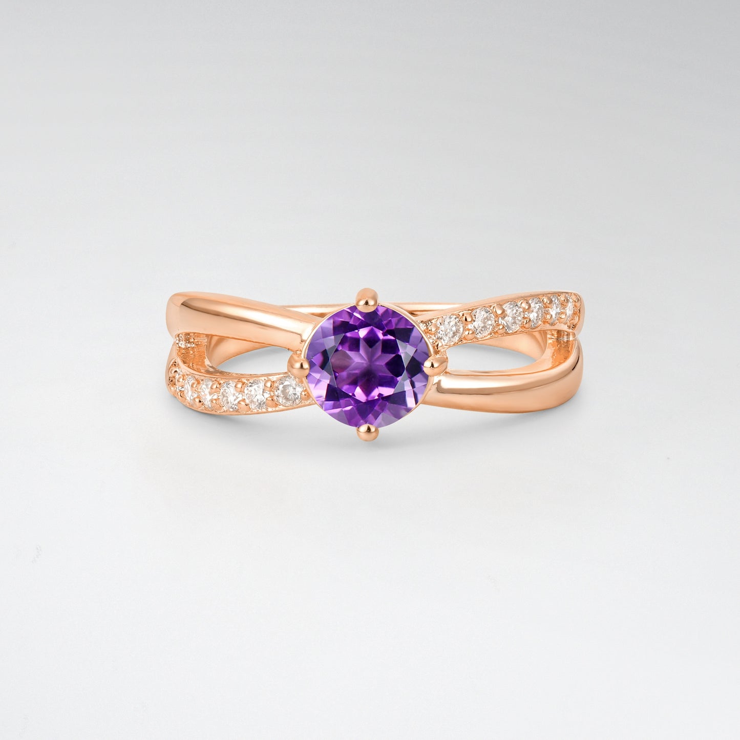 Sparkling Round Cut Amethyst Infinity Twist Engagement Ring - Additional view