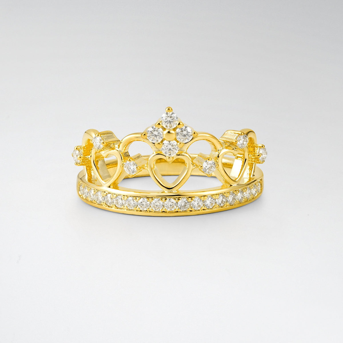 Elegant Heart Crown Moissanite Ring with Sparkling Stones - Additional view