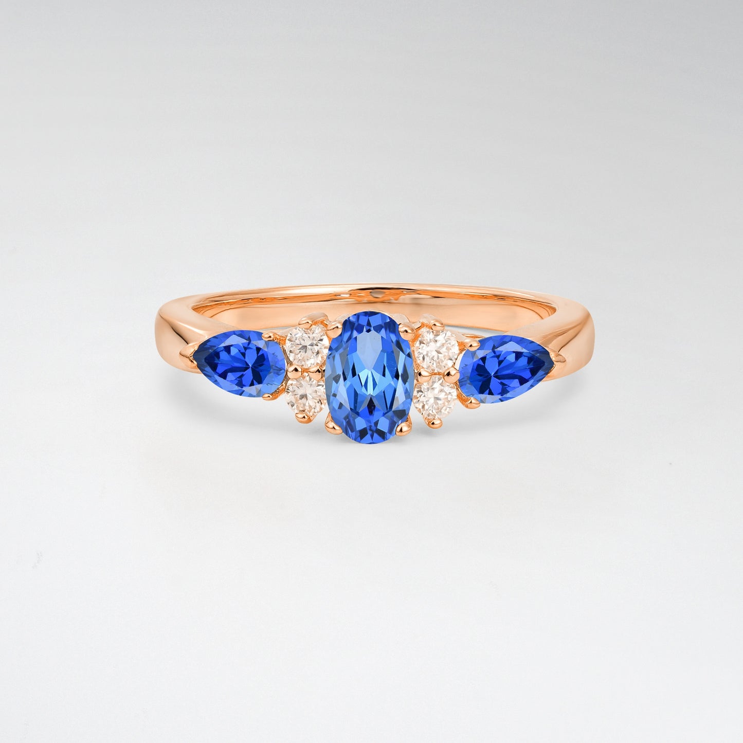 Elegant Oval Cut Sapphire Pear Accented Engagement Ring - Additional view