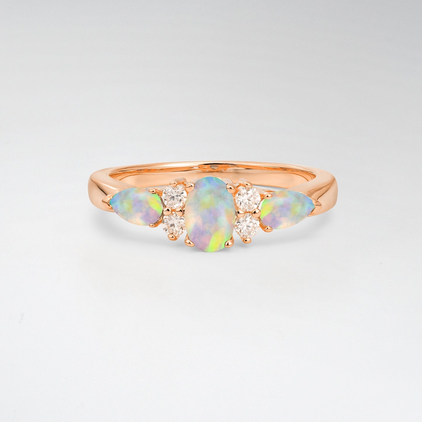 Elegant Oval Cut Opal Pear Accented Engagement Ring - Additional view