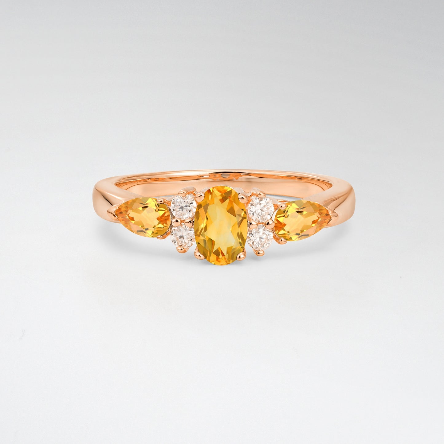 Elegant Oval Cut Citrine Pear Accented Engagement Ring - Additional view