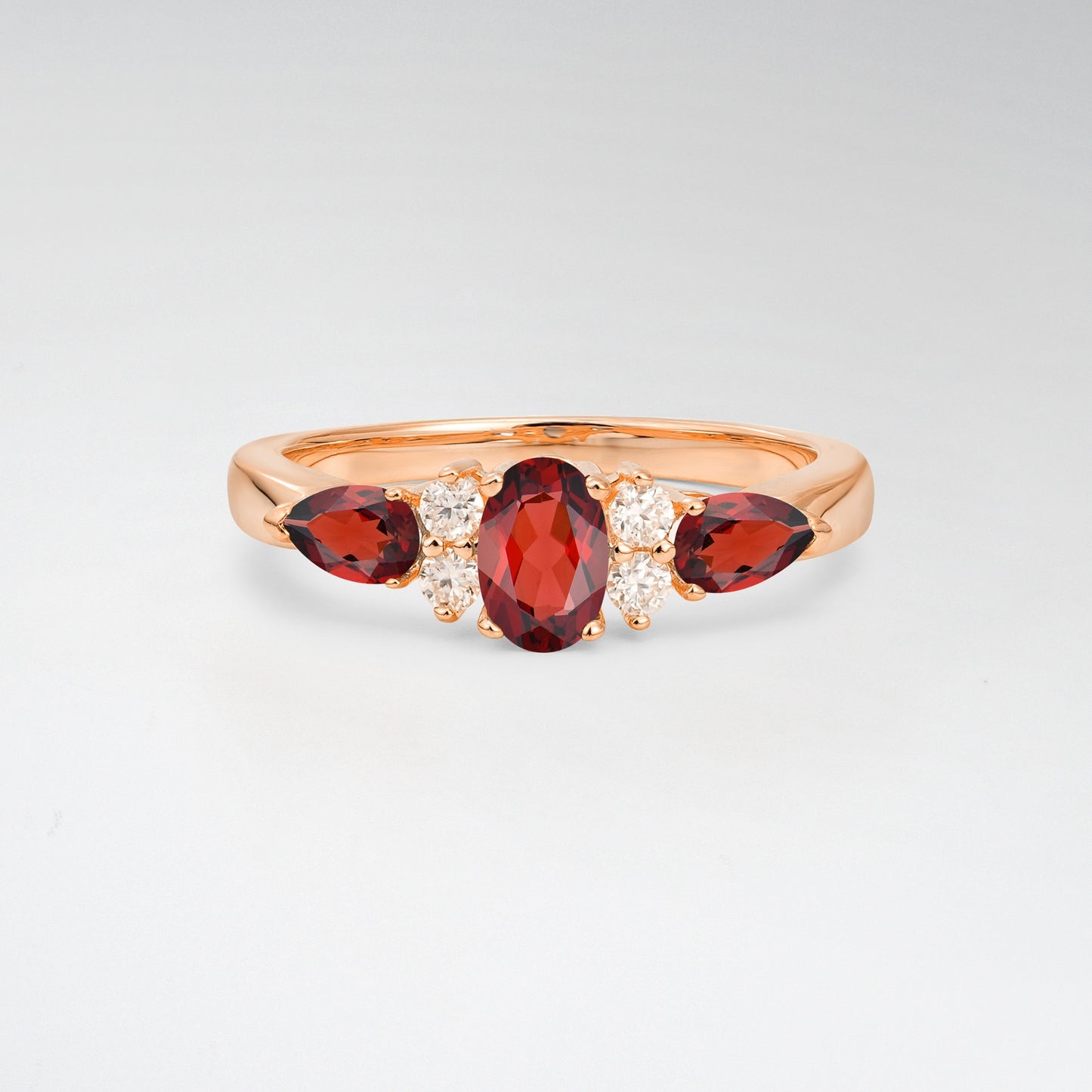 Elegant Oval Cut Garnet Pear Accented Engagement Ring - Additional view