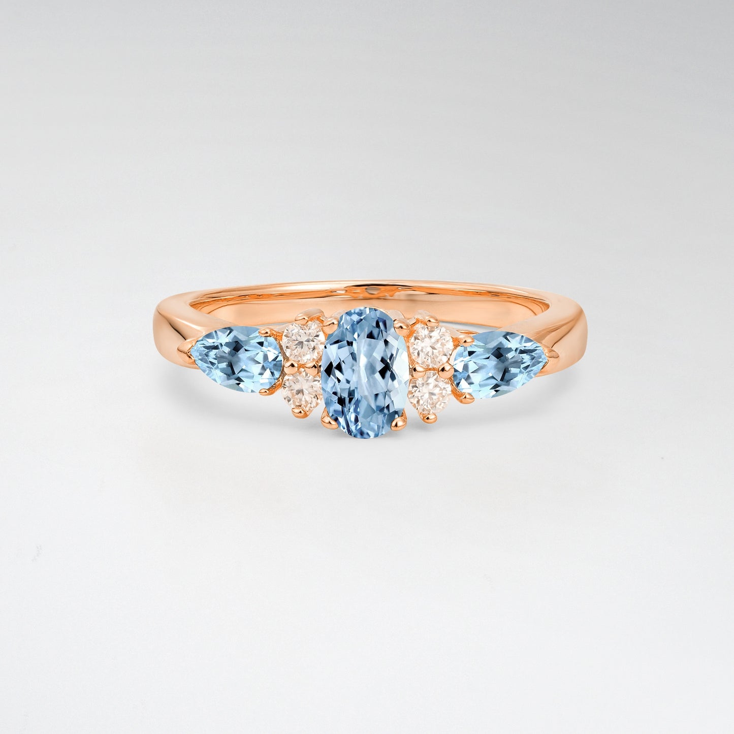 Elegant Oval Cut Aquamarine Pear Accented Engagement Ring - Additional view