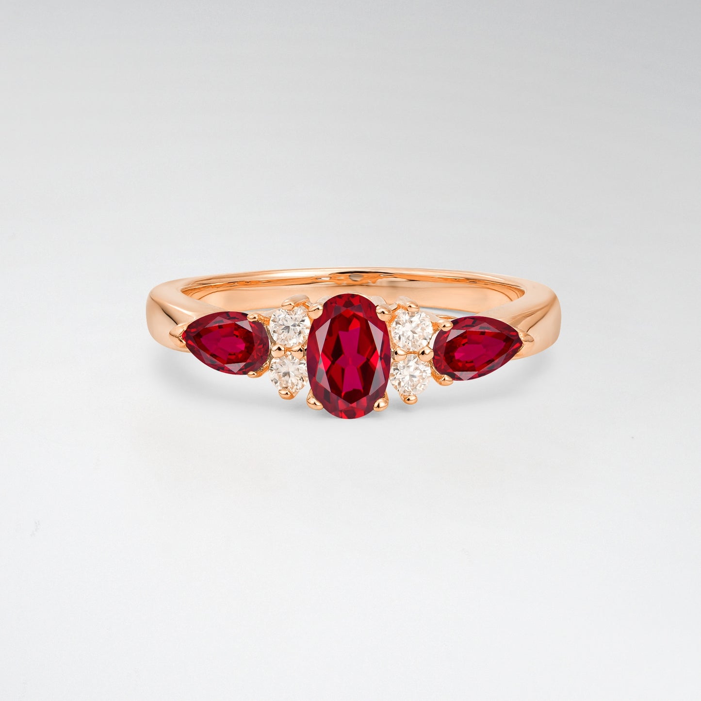 Elegant Oval Cut Ruby Pear Accented Engagement Ring - Additional view