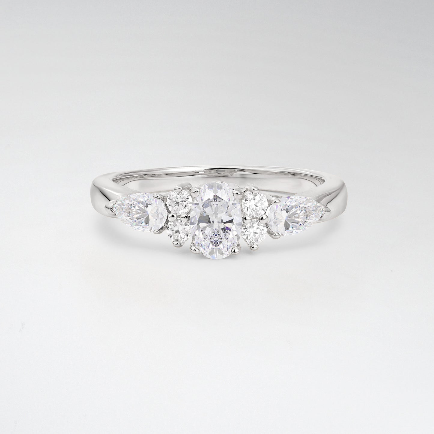Elegant Oval Cut Moissanite Pear Accented Engagement Ring - Additional view