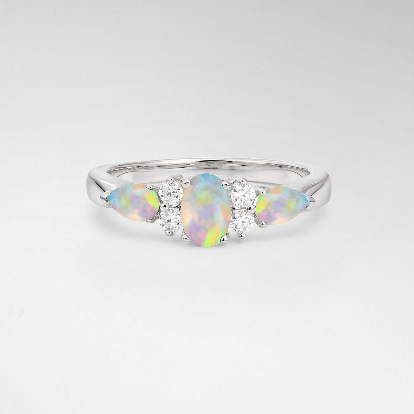 Elegant Oval Cut Opal Pear Accented Engagement Ring - Additional view