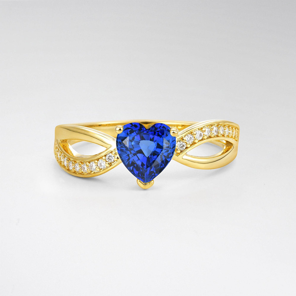 Romantic Heart Cut Sapphire Split Shank Engagement Ring - Additional view
