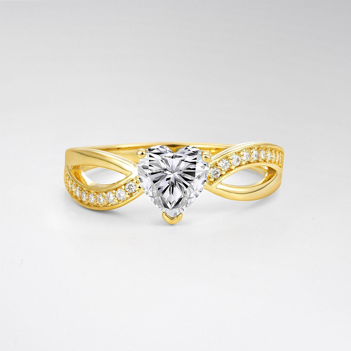 Romantic Heart Cut Lab Diamond Split Shank Engagement Ring - Additional view