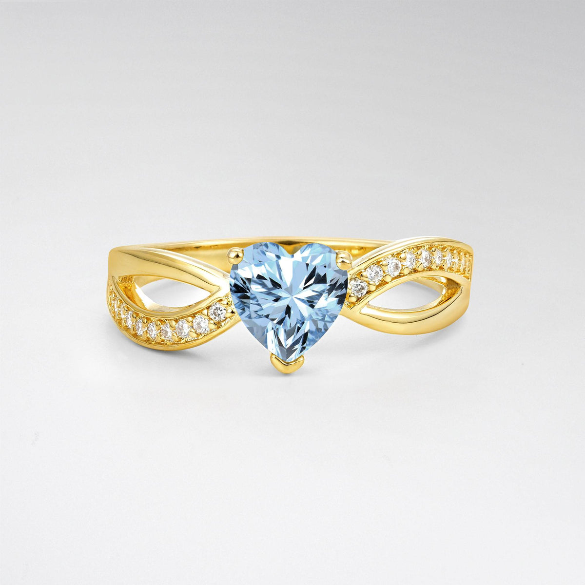 Romantic Heart Cut Aquamarine Split Shank Engagement Ring - Additional view
