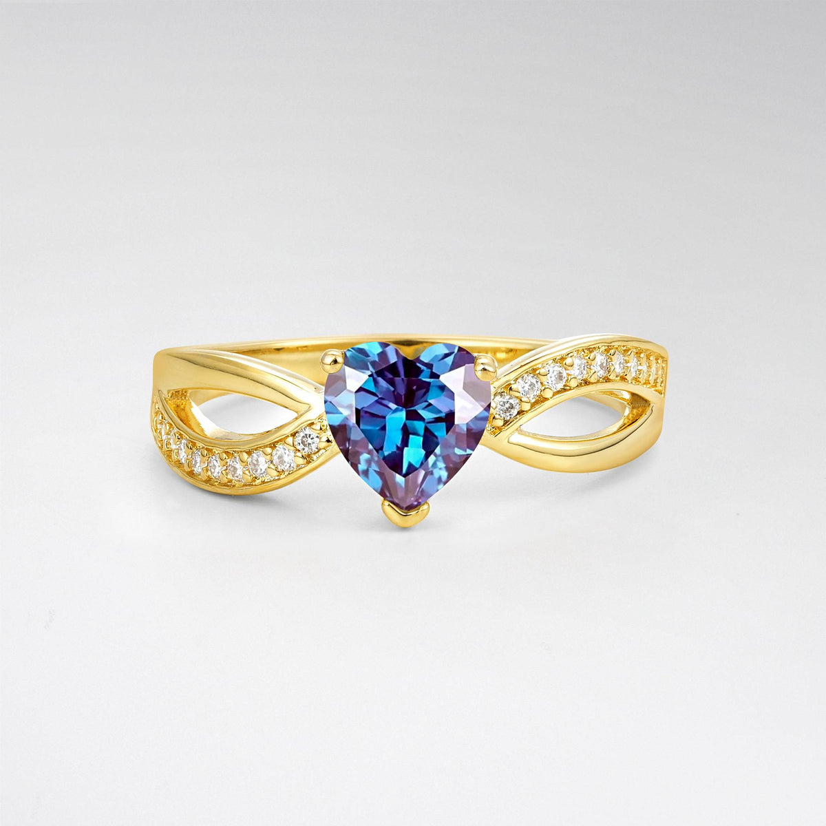 Romantic Heart Cut Alexandrite Split Shank Engagement Ring - Additional view