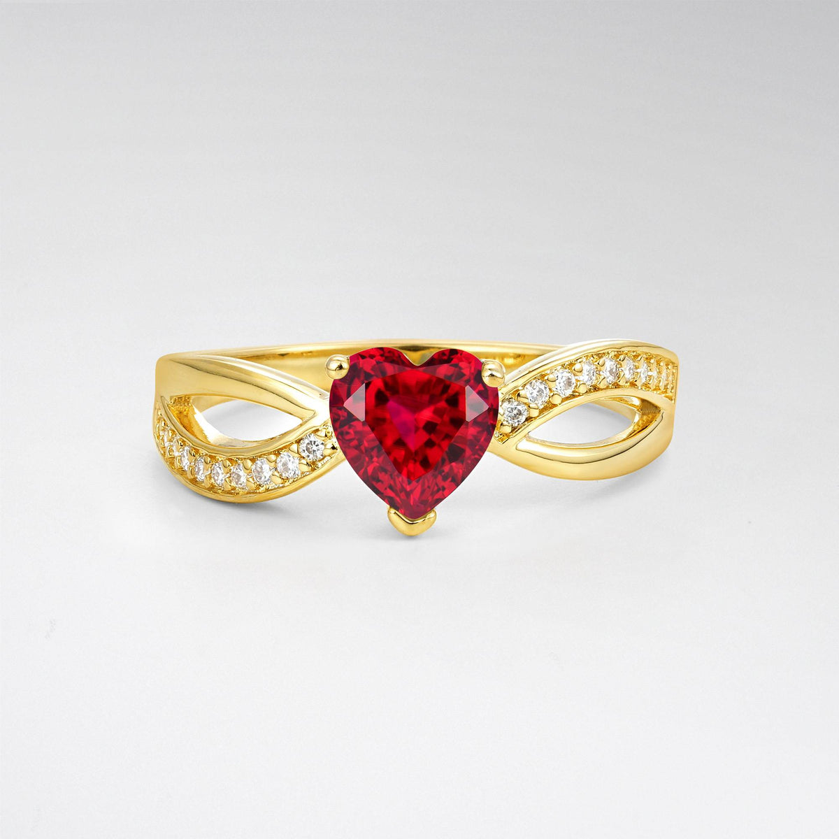 Romantic Heart Cut Ruby Split Shank Engagement Ring - Additional view
