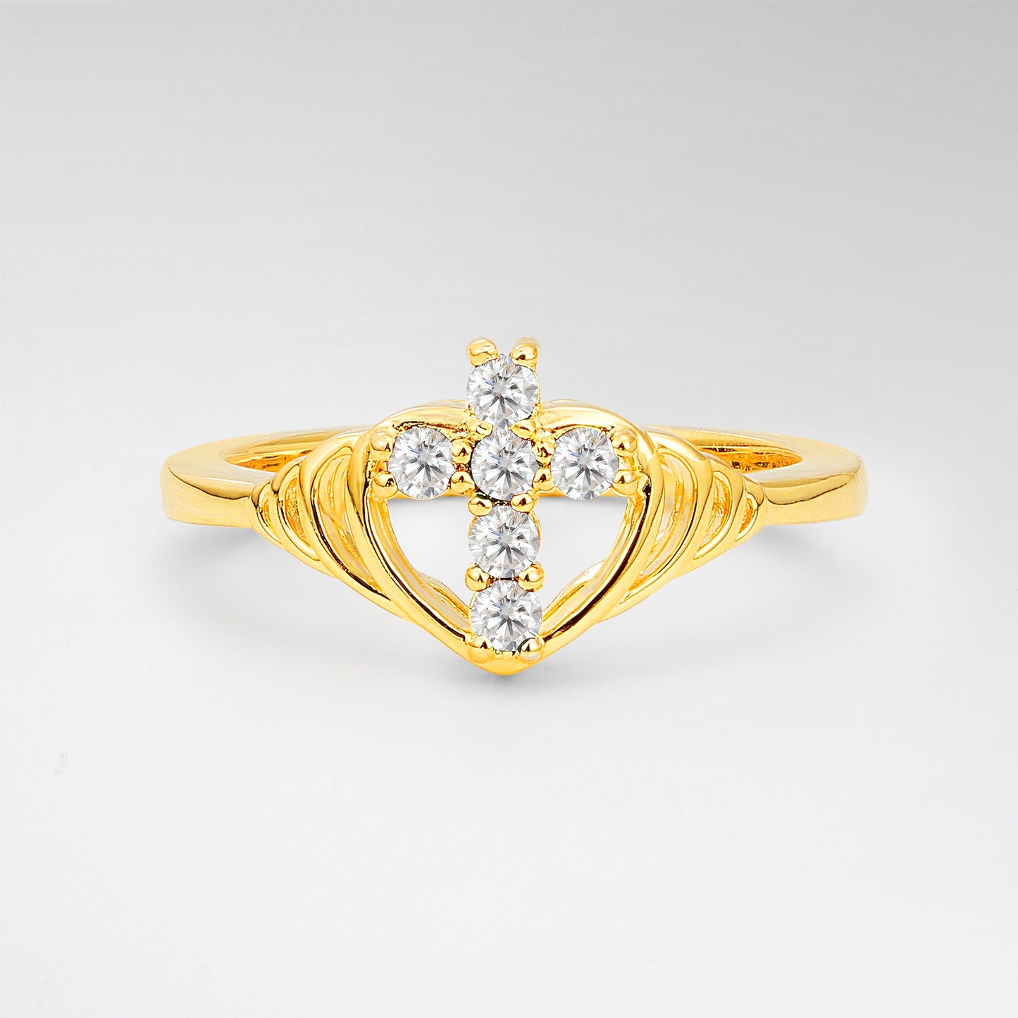Vintage Round Cut Moissanite Heart Cross Fashion Ring - Additional view