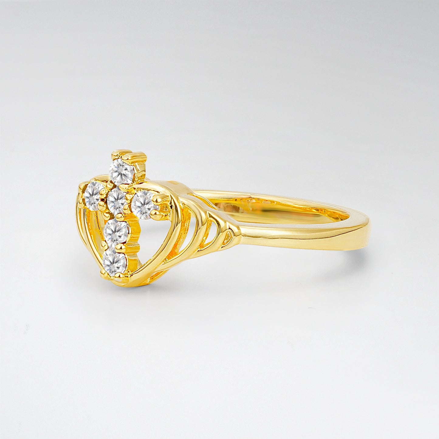 Vintage Round Cut Moissanite Heart Cross Fashion Ring - Additional view