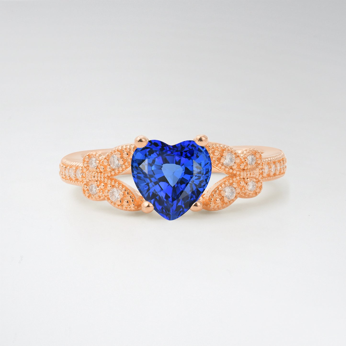 Romantic Heart Cut Sapphire 1.5CT Butterfly Milgrain Engagement Ring - Additional view