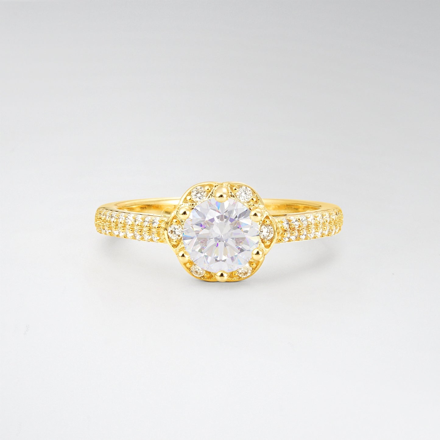 Vintage Round Cut Moissanite Floral Halo Pave Engagement Ring - Additional view
