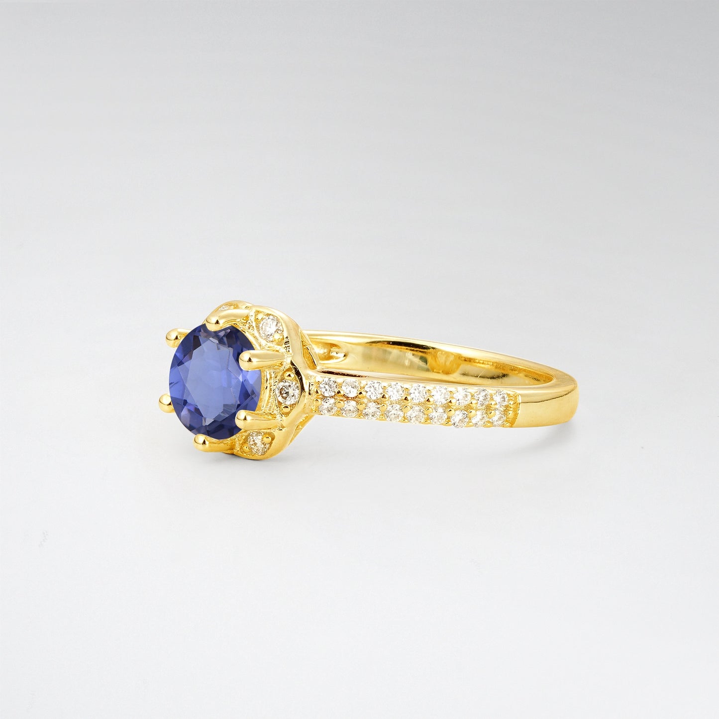 Vintage Round Cut Tanzanite Floral Halo Pave Engagement Ring - Additional view